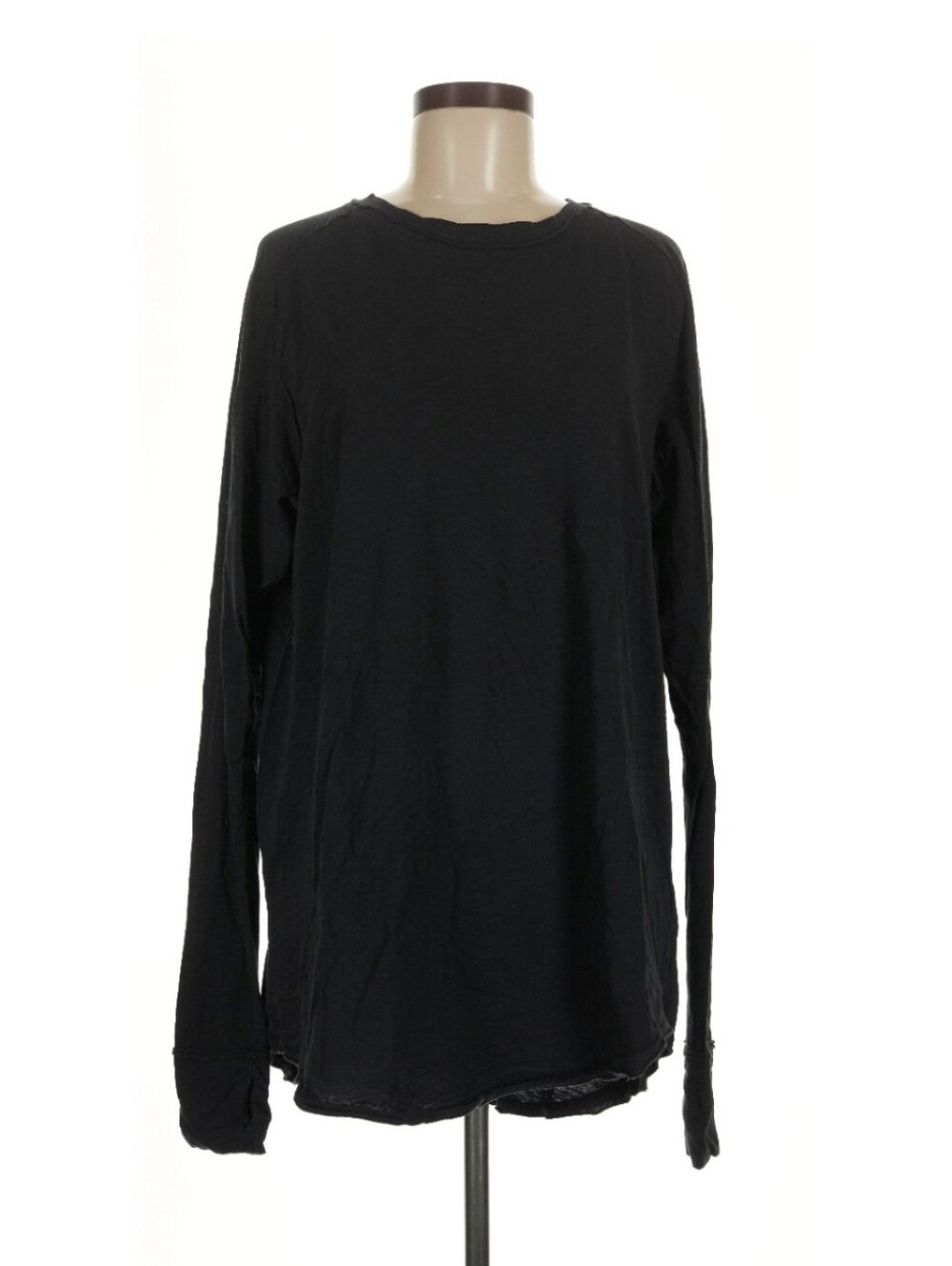 Free People Black Long Sleeve Crewneck Shirt